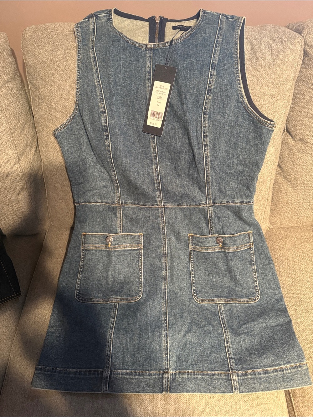 Veronica Beard Sleeveless Denim Mini Dress in Blue size 14 New w/tags